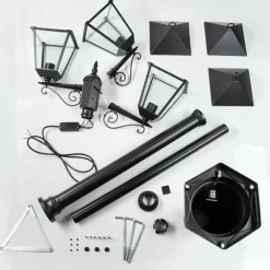 Anfei Luminaire extérieur, Réverbère, Eclairage de chemin Noir, 3 lumières