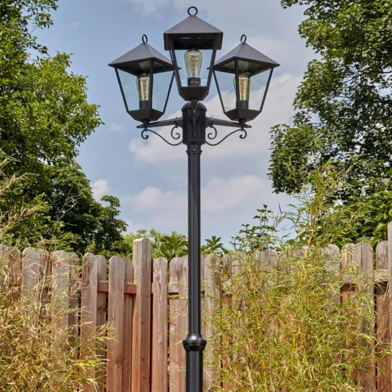 Anfei Luminaire extérieur, Réverbère, Eclairage de chemin Noir, 3 lumières