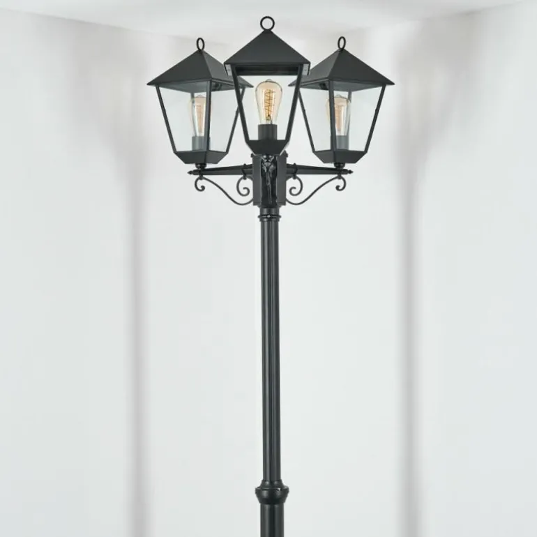 Anfei Luminaire extérieur, Réverbère, Eclairage de chemin Noir, 3 lumières