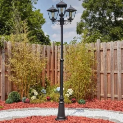 Anfei Luminaire extérieur, Réverbère, Eclairage de chemin Noir, 3 lumières