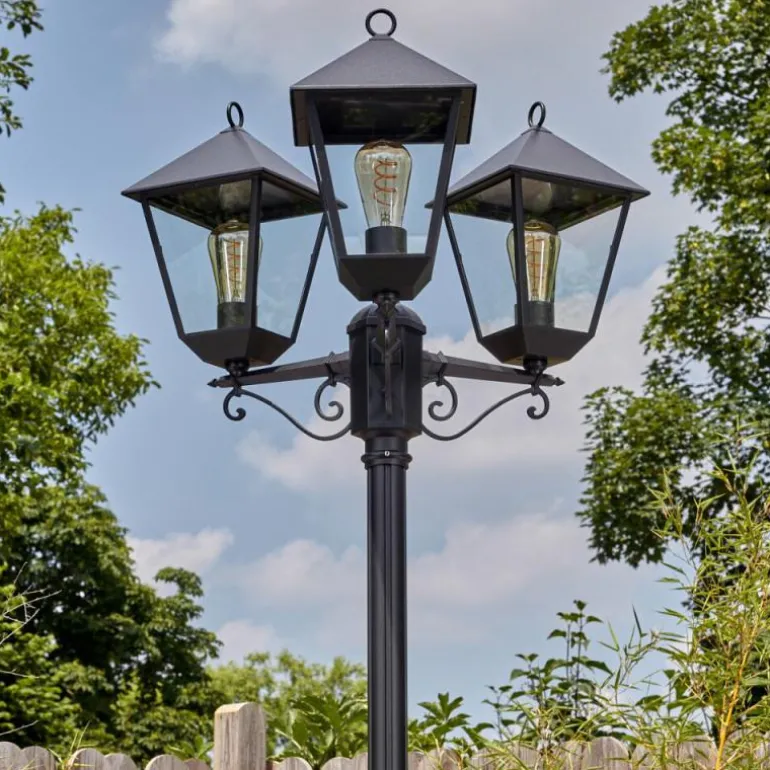 Anfei Luminaire extérieur, Réverbère, Eclairage de chemin Noir, 3 lumières