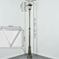 Anfei Luminaire extérieur, Réverbère, Eclairage de chemin Or, Noir, 1 lumière