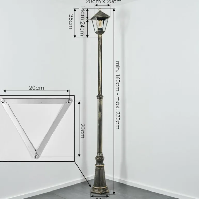 Anfei Luminaire extérieur, Réverbère, Eclairage de chemin Or, Noir, 1 lumière