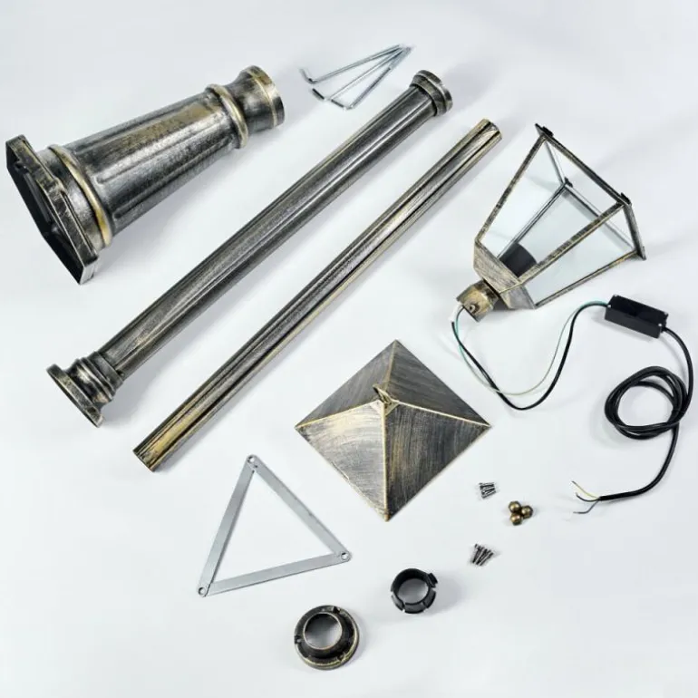 Anfei Luminaire extérieur, Réverbère, Eclairage de chemin Or, Noir, 1 lumière