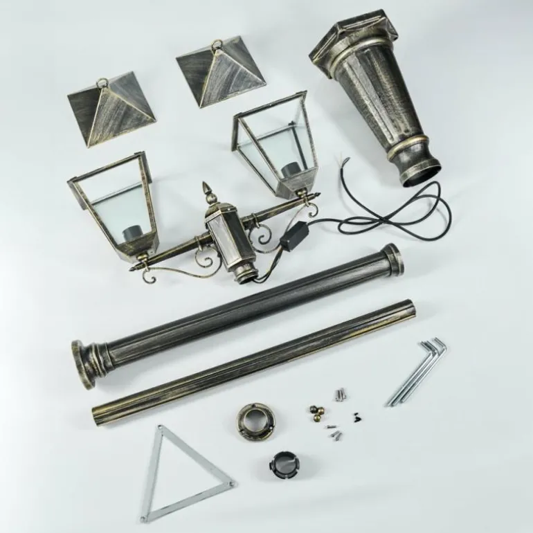 Anfei Luminaire extérieur, Réverbère, Eclairage de chemin Or, Noir, 2 lumières