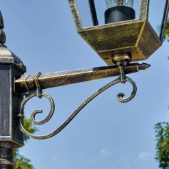 Anfei Luminaire extérieur, Réverbère, Eclairage de chemin Or, Noir, 2 lumières