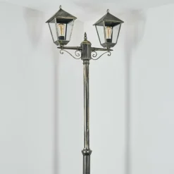 Anfei Luminaire extérieur, Réverbère, Eclairage de chemin Or, Noir, 2 lumières