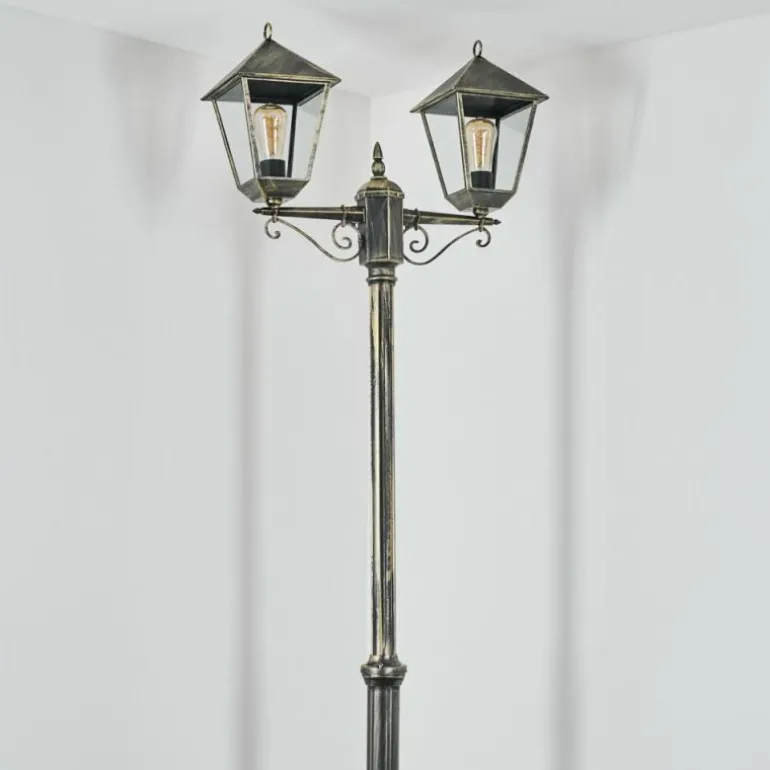 Anfei Luminaire extérieur, Réverbère, Eclairage de chemin Or, Noir, 2 lumières