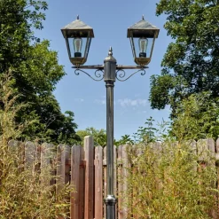 Anfei Luminaire extérieur, Réverbère, Eclairage de chemin Or, Noir, 2 lumières