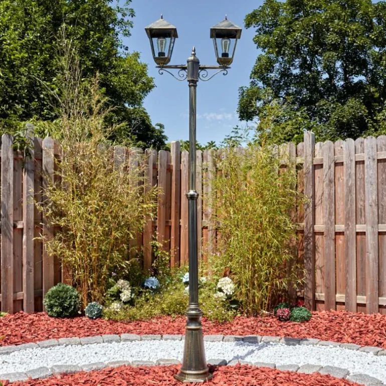 Anfei Luminaire extérieur, Réverbère, Eclairage de chemin Or, Noir, 2 lumières