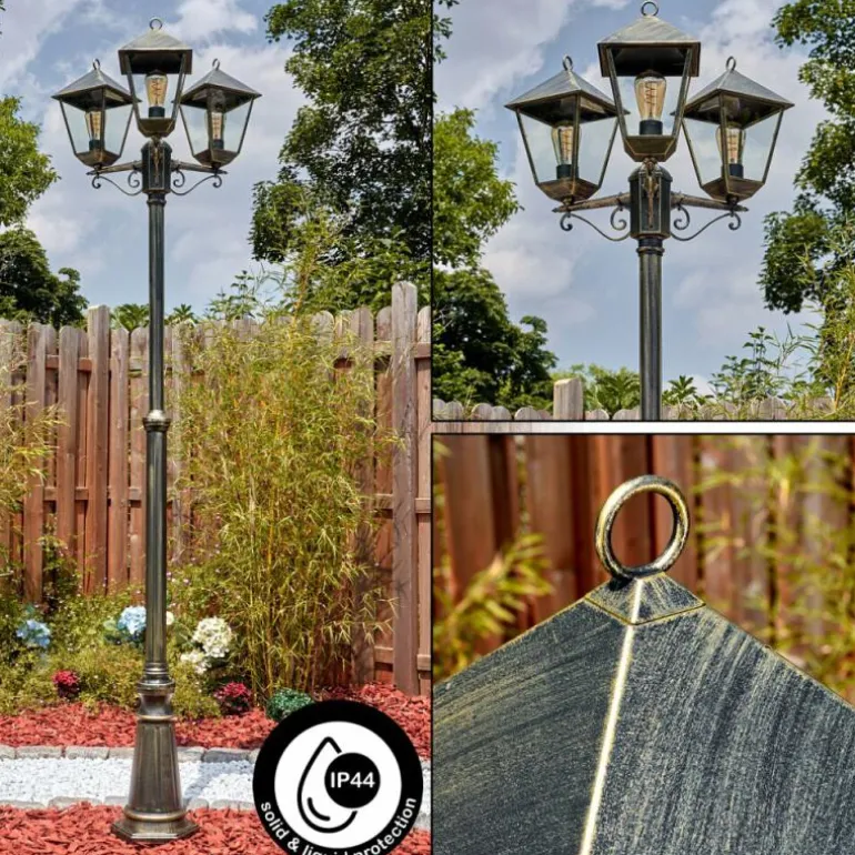 Anfei Luminaire extérieur, Réverbère, Eclairage de chemin Or, Noir, 3 lumières