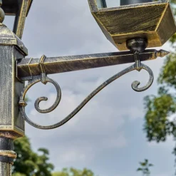 Anfei Luminaire extérieur, Réverbère, Eclairage de chemin Or, Noir, 3 lumières