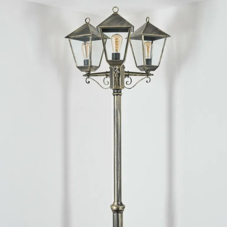 Anfei Luminaire extérieur, Réverbère, Eclairage de chemin Or, Noir, 3 lumières