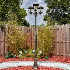 Anfei Luminaire extérieur, Réverbère, Eclairage de chemin Or, Noir, 3 lumières