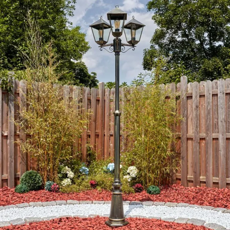 Anfei Luminaire extérieur, Réverbère, Eclairage de chemin Or, Noir, 3 lumières