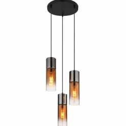 Annika Suspension Luminaires Globo Lighting Noir, 3 lumières