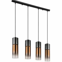 Annika Suspension Luminaires Globo Lighting Noir, 4 lumières