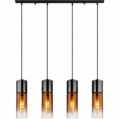 Annika Suspension Luminaires Globo Lighting Noir, 4 lumières