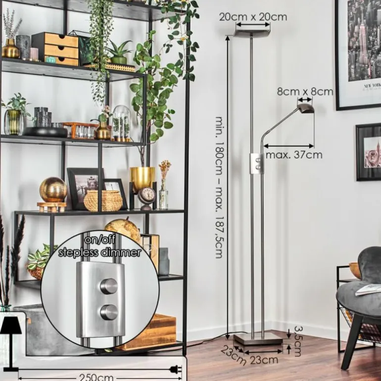 Antra Lampadaire LED Nickel mat, 1 lumière