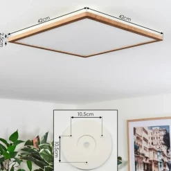 Antra Plafonnier, Panel LED Couleur bois, Blanc, 1 lumière