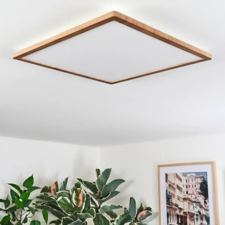 Antra Plafonnier, Panel LED Couleur bois, Blanc, 1 lumière