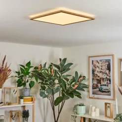 Antra Plafonnier, Panel LED Couleur bois, Blanc, 1 lumière