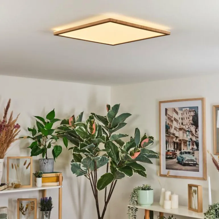 Antra Plafonnier, Panel LED Couleur bois, Blanc, 1 lumière