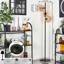 Apedo Lampadaire Ambre, 3 lumières