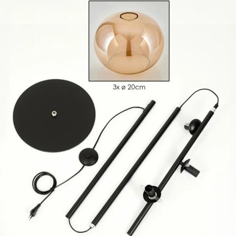 Apedo Lampadaire Ambre, 3 lumières