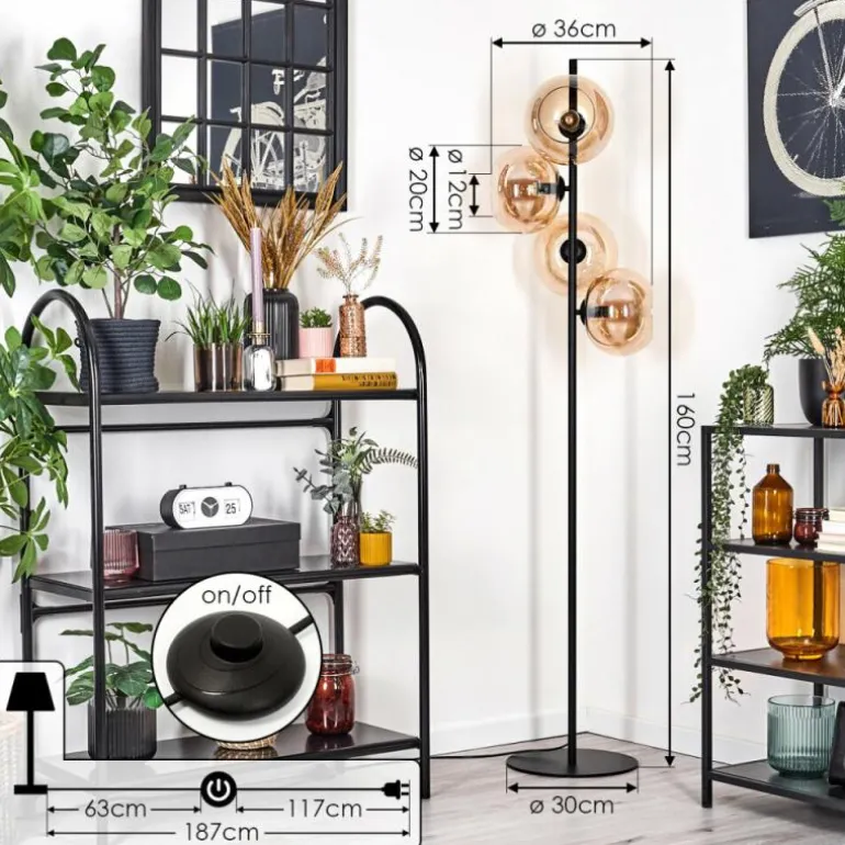 Apedo Lampadaire Ambre, 4 lumières