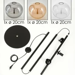 Apedo Lampadaire Ambre, Clair, Fumé, 3 lumières