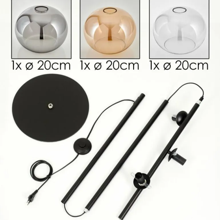 Apedo Lampadaire Ambre, Clair, Fumé, 3 lumières