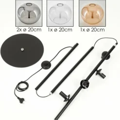 Apedo Lampadaire Ambre, Clair, Fumé, 4 lumières