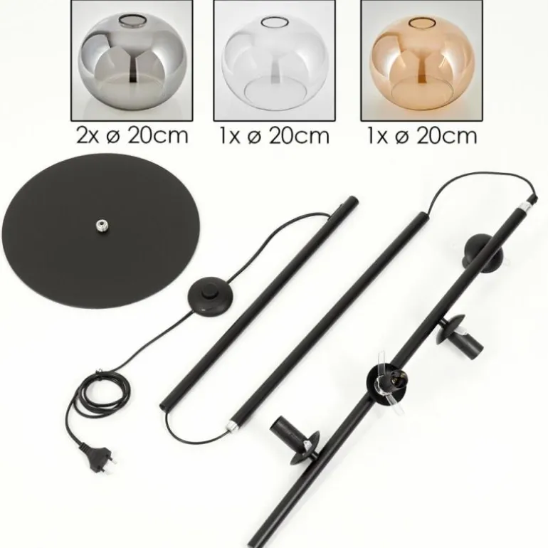 Apedo Lampadaire Ambre, Clair, Fumé, 4 lumières