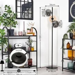 Apedo Lampadaire Ambre, Fumé, 3 lumières