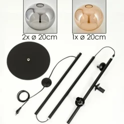 Apedo Lampadaire Ambre, Fumé, 3 lumières