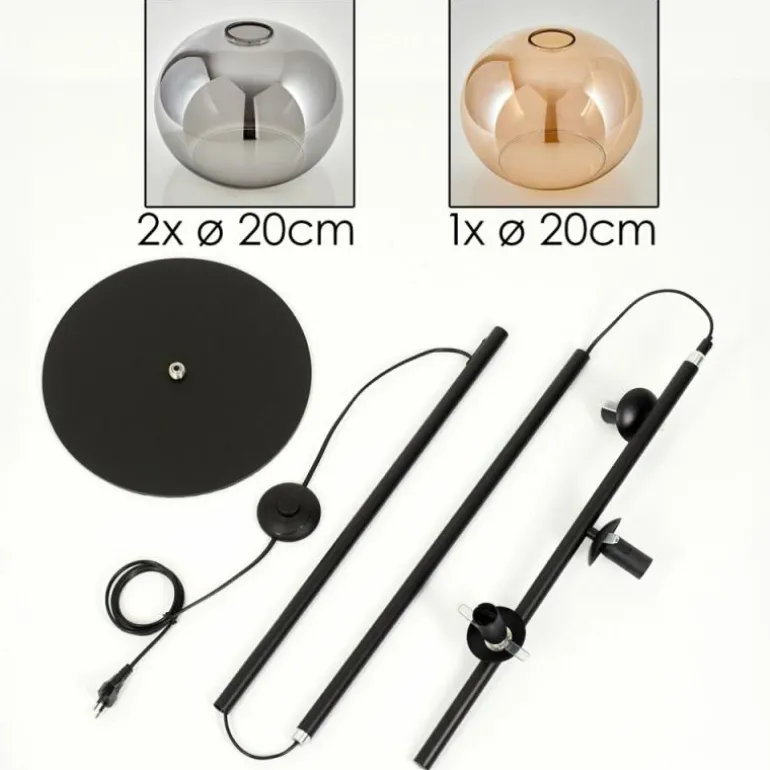 Apedo Lampadaire Ambre, Fumé, 3 lumières