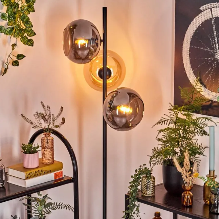 Apedo Lampadaire Ambre, Fumé, 3 lumières