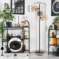 Apedo Lampadaire Ambre, Fumé, 3 lumières