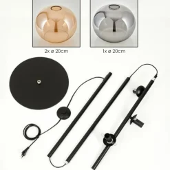 Apedo Lampadaire Ambre, Fumé, 3 lumières