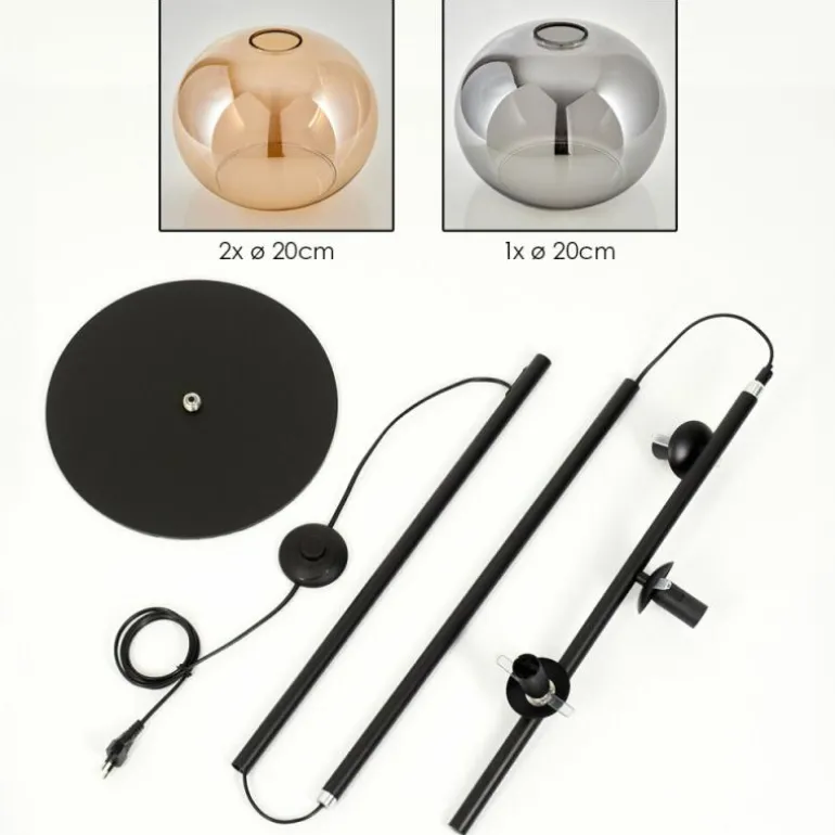 Apedo Lampadaire Ambre, Fumé, 3 lumières