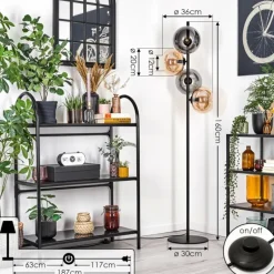 Apedo Lampadaire Ambre, Fumé, 4 lumières