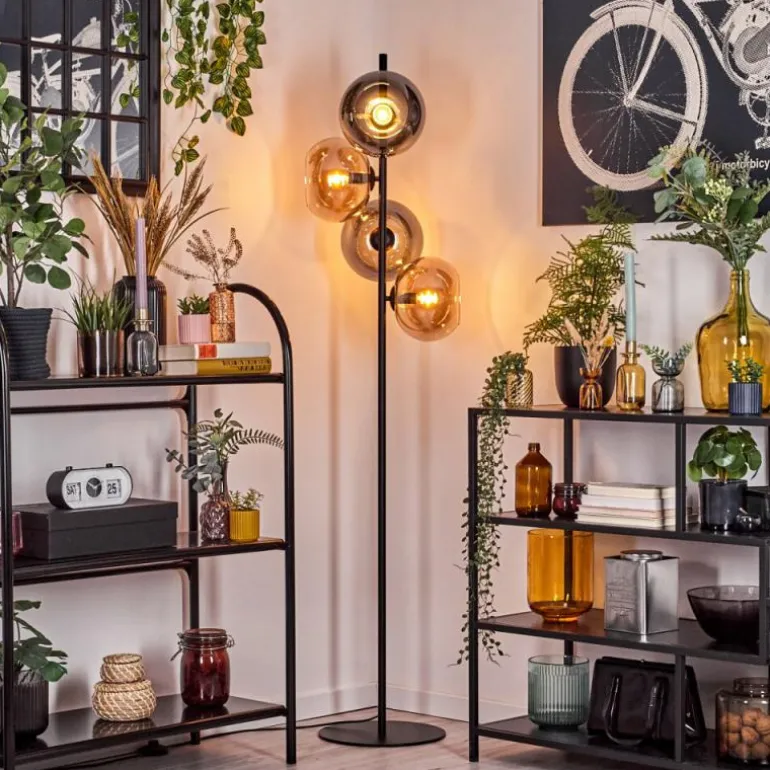 Apedo Lampadaire Ambre, Fumé, 4 lumières