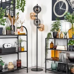 Apedo Lampadaire Ambre, Fumé, 4 lumières