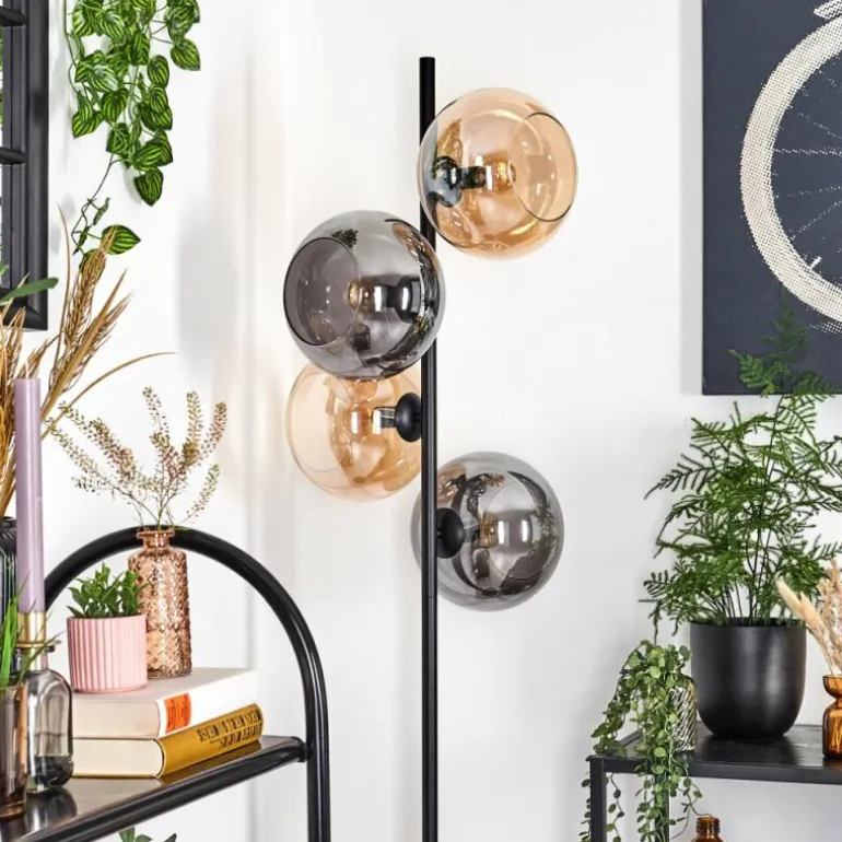 Apedo Lampadaire Ambre, Fumé, 4 lumières