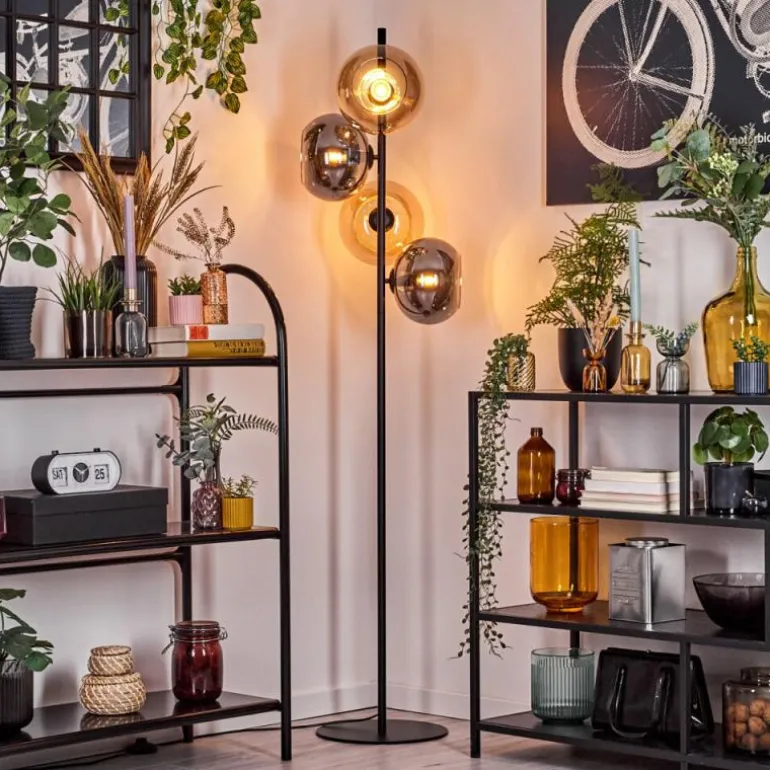 Apedo Lampadaire Ambre, Fumé, 4 lumières