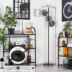 Apedo Lampadaire Fumé, 3 lumières