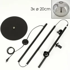 Apedo Lampadaire Fumé, 3 lumières