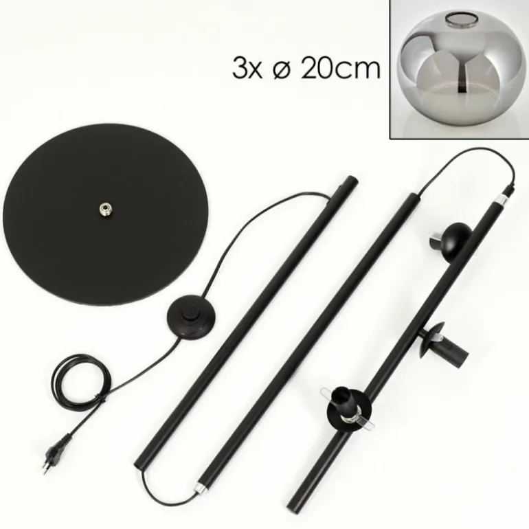 Apedo Lampadaire Fumé, 3 lumières