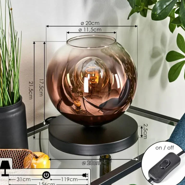 Apedo Lampe à poser Clair, Cuivré, 1 lumière